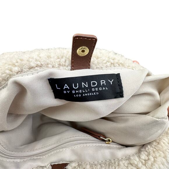 Laundry by Shelli Segal Teddy Bear Bag Small Cream Crossbody Cream Tan Casual - Picture 7 of 7